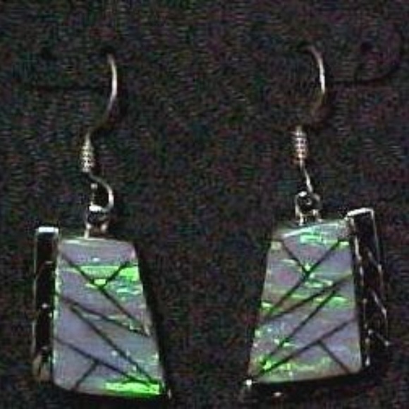 Blue Green Opal Sterling Earrings by Lee Thompson - Picture 1 of 1